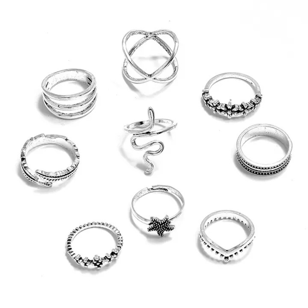 3/$25⚡️stackable boho midi flower snake ring set - Picture 2 of 10